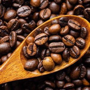 1 - wooden spoon of arabica beans